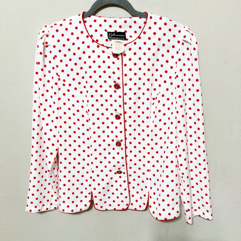 Breli Originals Vintage Polka Dot Button Up Blouse